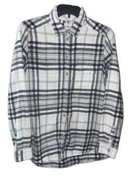 American Eagle Outfitters Black & White Plaid Boyfriend Flannel Shirt Women’s S